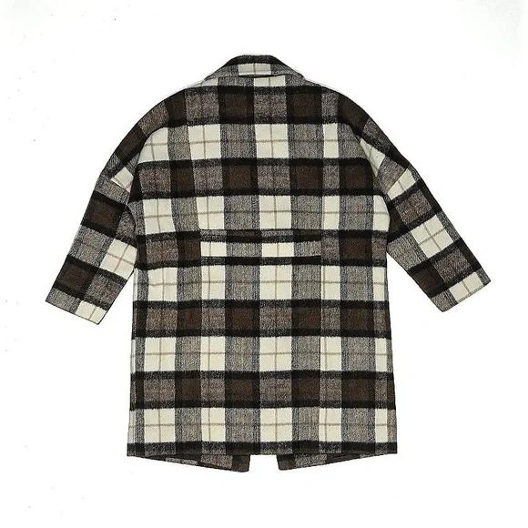 Rylee + Cru Kids' Plaid Outerwear in Black, White, and Brown - Picture 2 of 3
